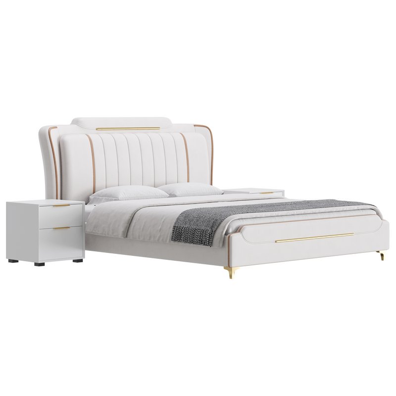 Queen Size Upholstered Headboard Bed - Image 4