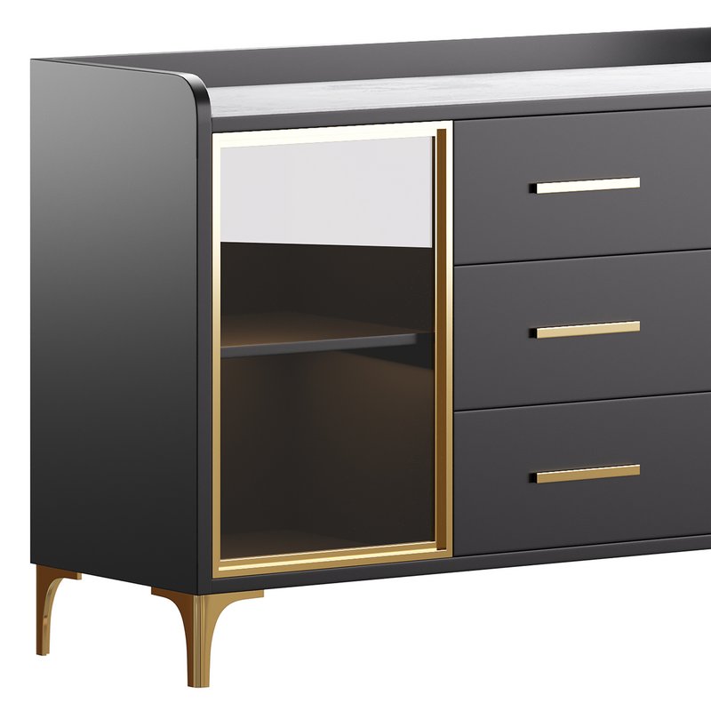Modern Glass Door Wood Sideboard 3 - Image 2