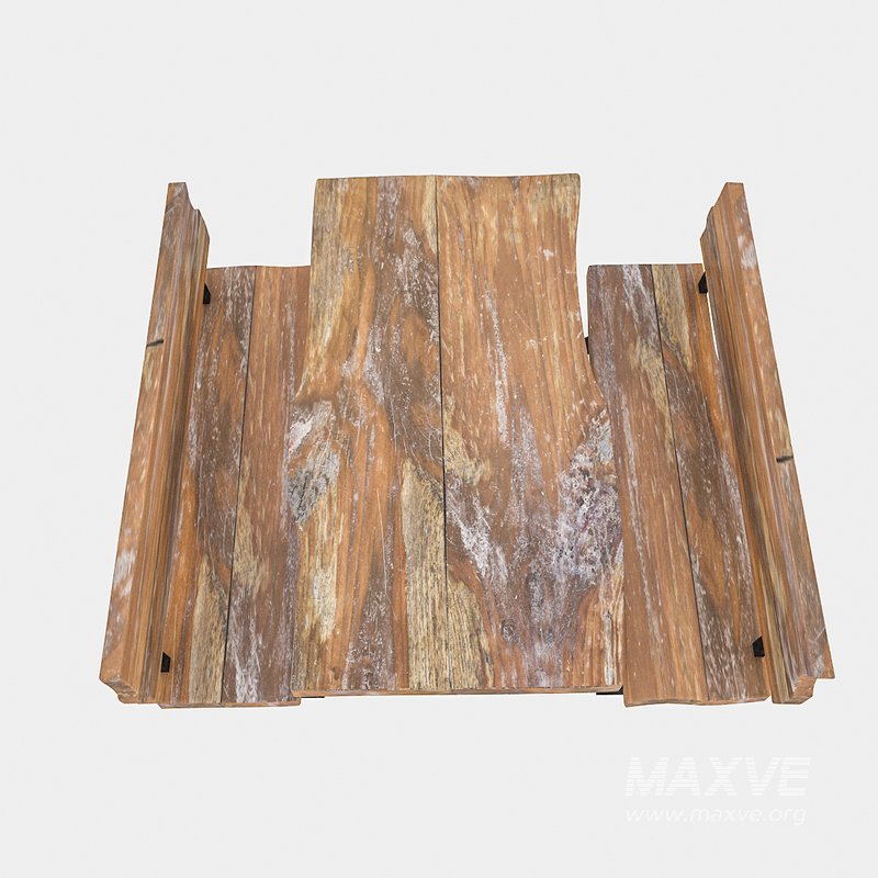 3D 3D natural wood table chair model - Image 2