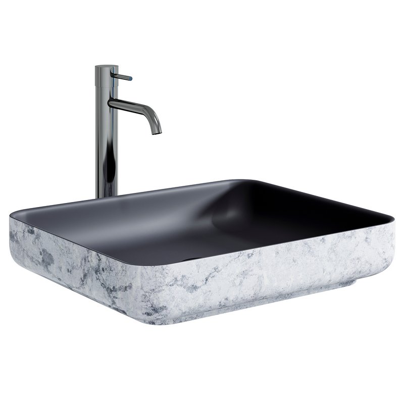 Countertop Washbasin NT2524 of mineral cast Pure acrylic – Matt Concrete Effect - Image 1