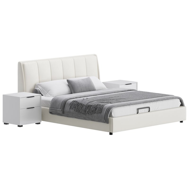 Gray Wingback Upholstered Headboard Bed - Image 2