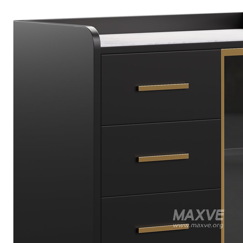 Modern Glass Door Wood Sideboard 2 - Image 2