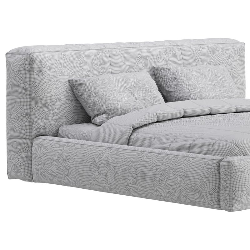 Icnoyotl suede fabric rectangular headboard modern bed I - Image 22