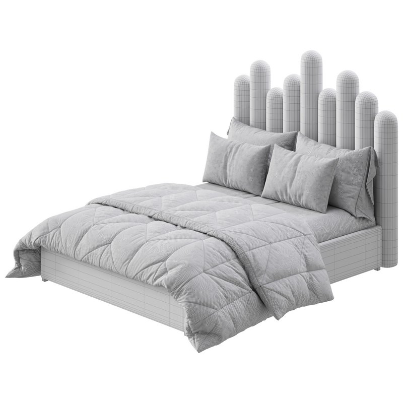 Light Wood Upholstered Panel Modern Bed - Image 21