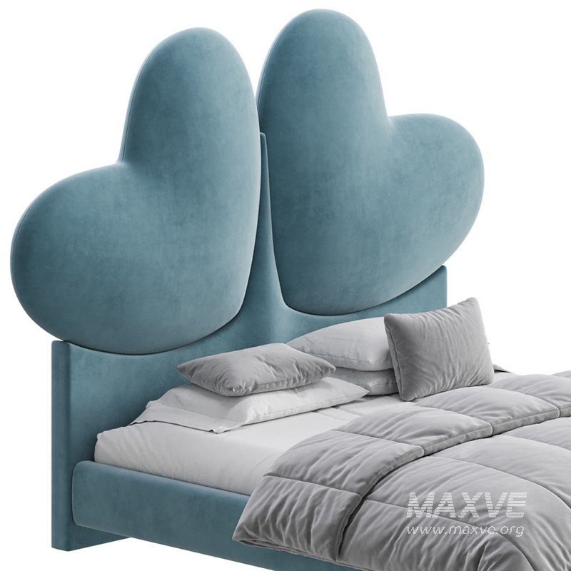 Elegant Blue Pine Wood Upholstered Panel Bed - Image 2