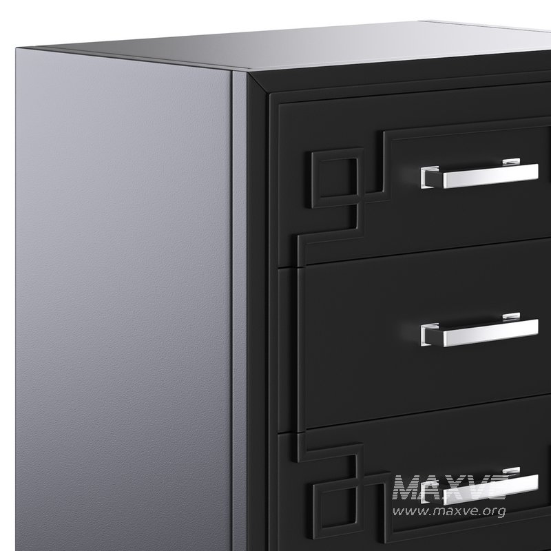 SAFAVIEH Raina Three Drawer Greek Key Night Stand Black - Image 2