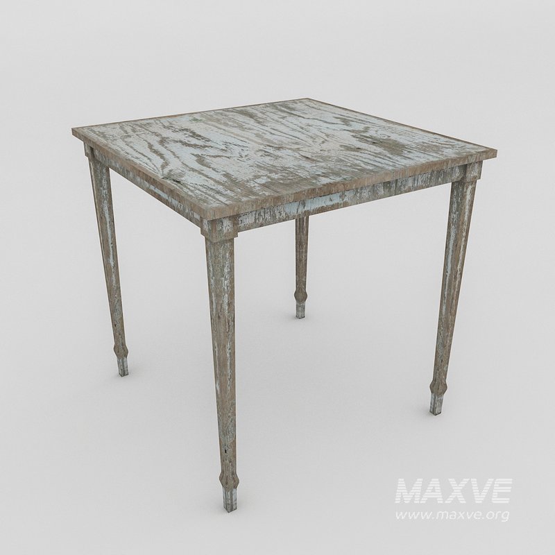 3D old wooden table model - Image 1