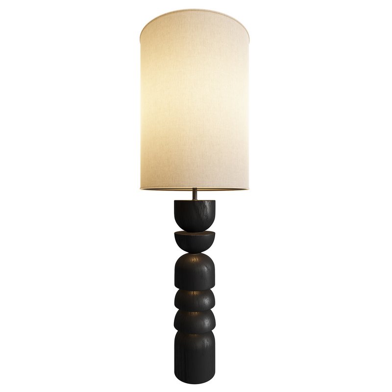 Aska Charred Wood And Natural Linen Table Lamp - Image 2