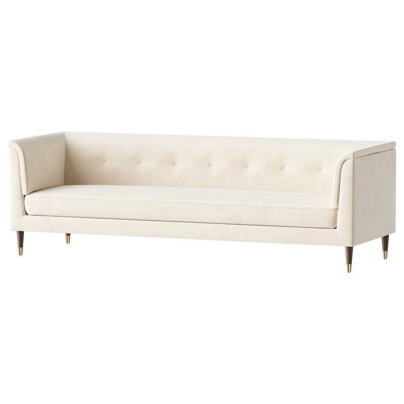 TUFTED CREAM WHITE VELVET SOFA - Image 2
