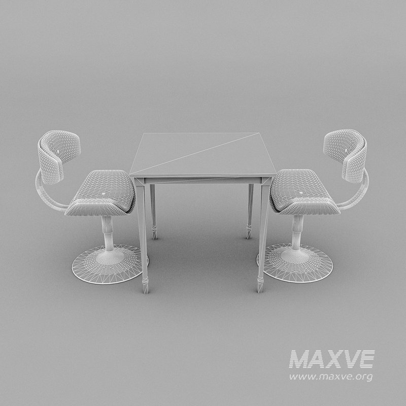 3D old chair and table - Image 5