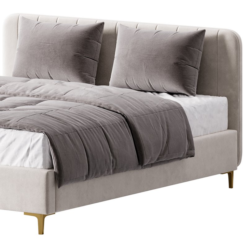 White Faux Leather Upholstered Modern Bed - Image 2