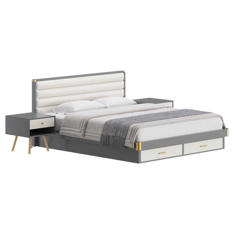 Grey Rectangular Headboard Standard Bed - Image 3