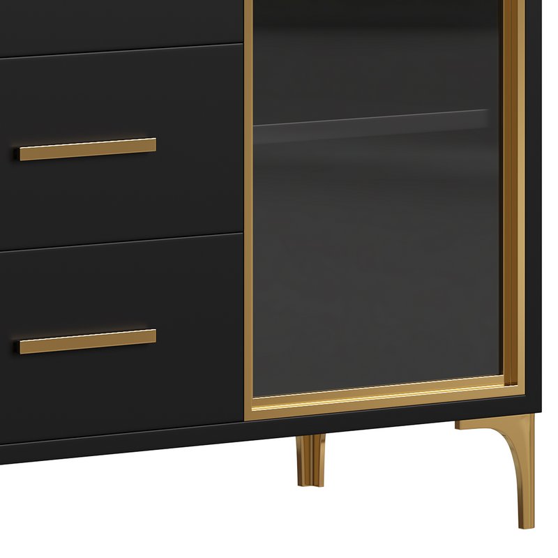 Modern Glass Door Wood Sideboard 2 - Image 3