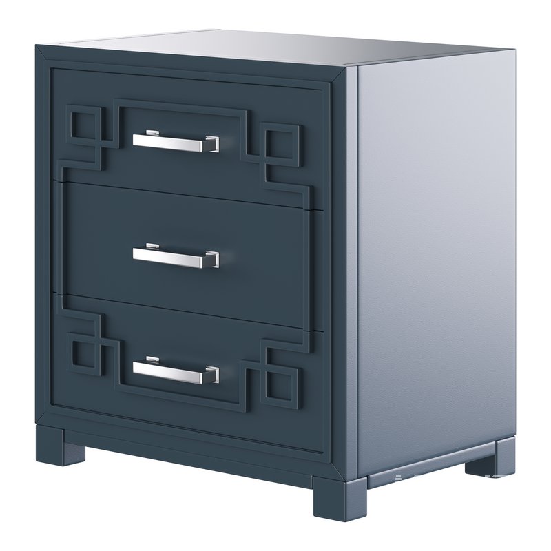 SAFAVIEH Raina Three Drawer Greek Key Night Stand Black - Image 4