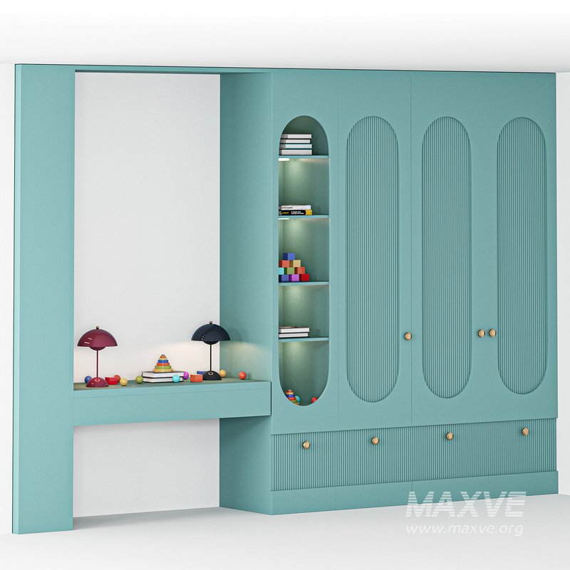Furniture for children cupboard with toys and decor 02 - Image 1