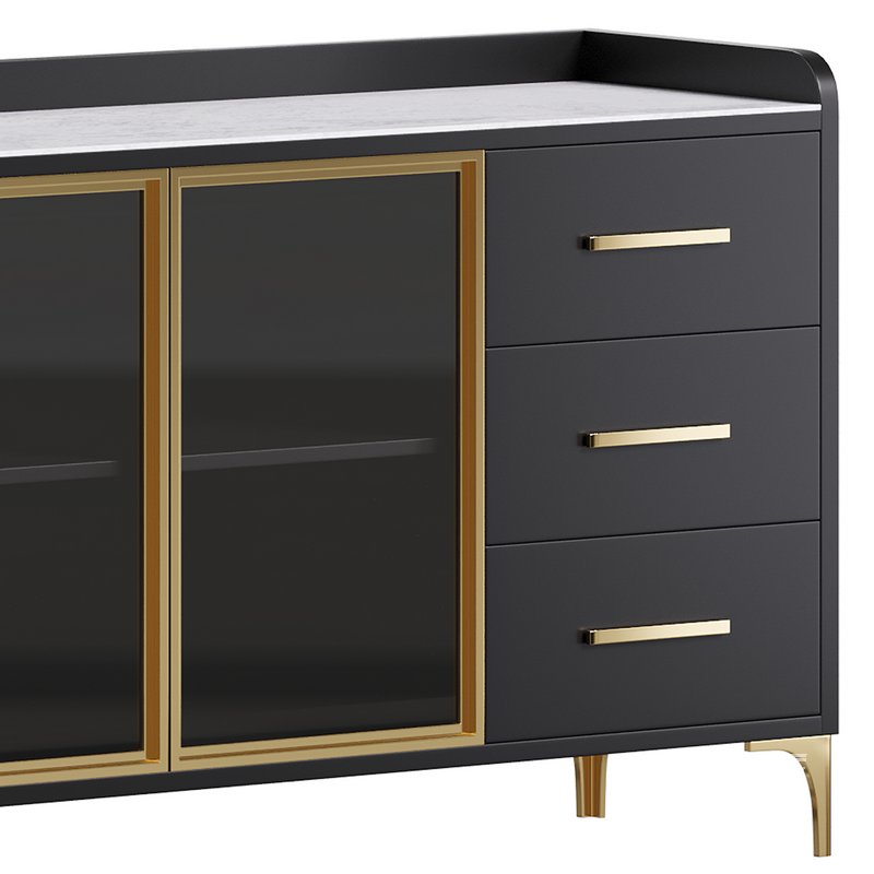 Modern Glass Door Wood Sideboard 2 - Image 3