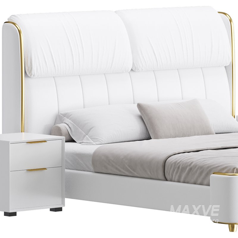 Elegant White Pine Wood Panel Bed - Image 4