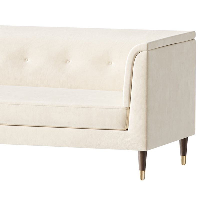 TUFTED CREAM WHITE VELVET SOFA - Image 4