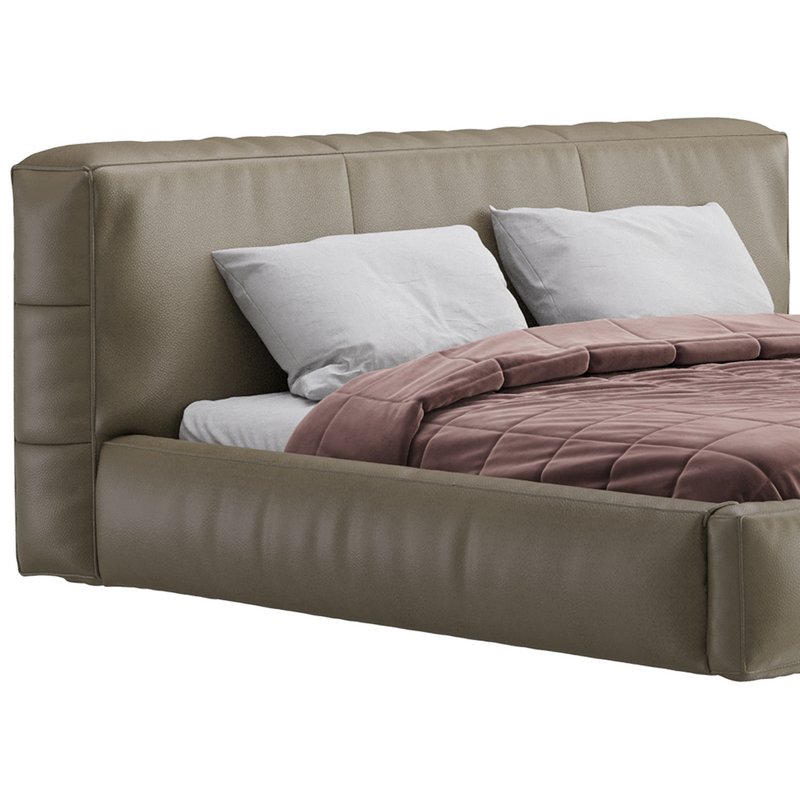Icnoyotl suede fabric rectangular headboard modern bed I - Image 3