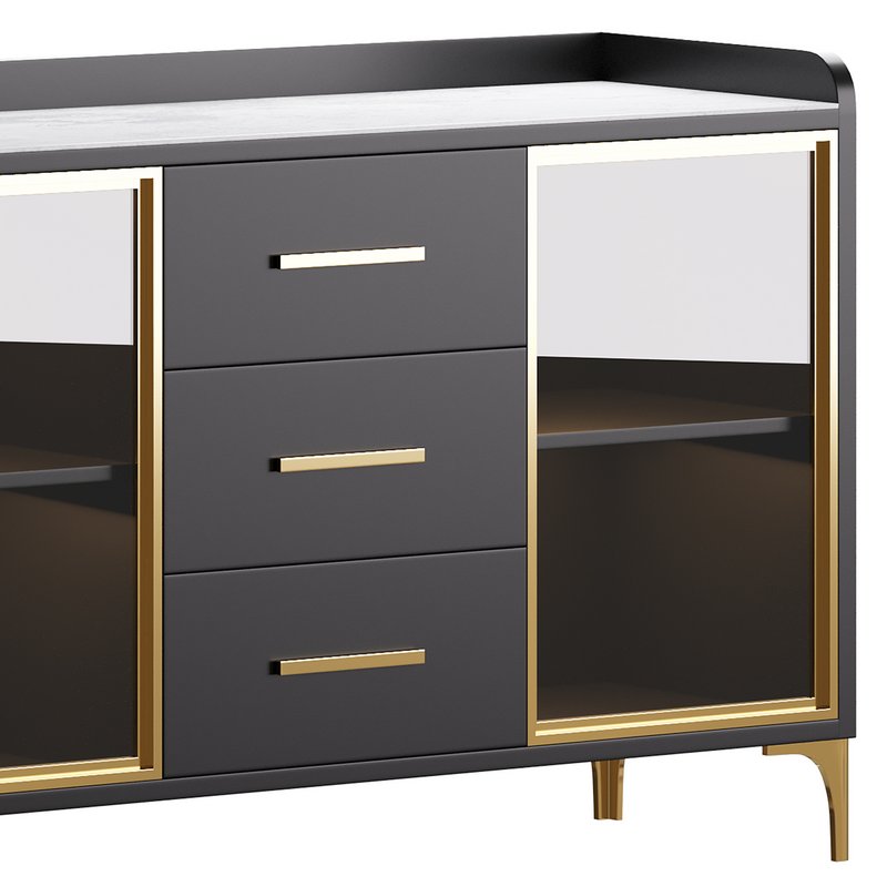 Modern Glass Door Wood Sideboard 3 - Image 3
