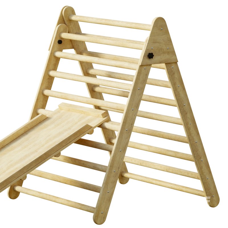 Childrens wooden pikler exercise machine with weight Varnish - Image 4