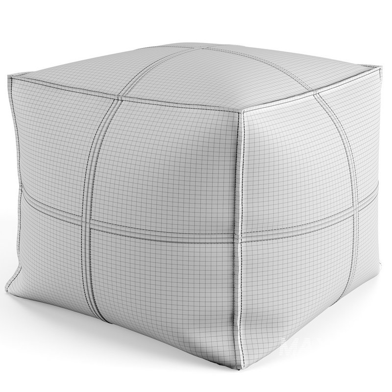 Vintage Leather Pouf - Image 2