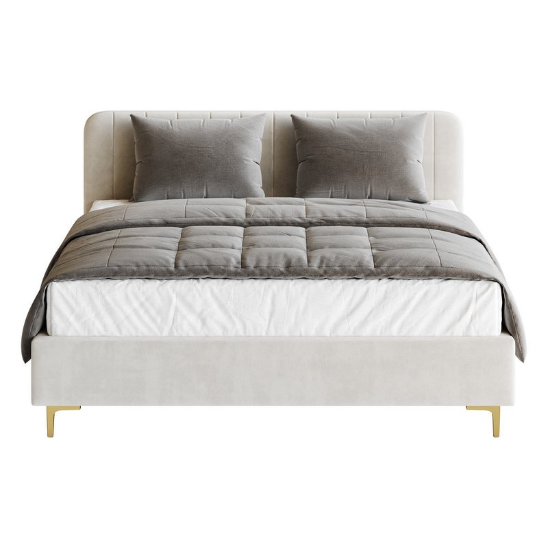 White Faux Leather Upholstered Modern Bed - Image 4
