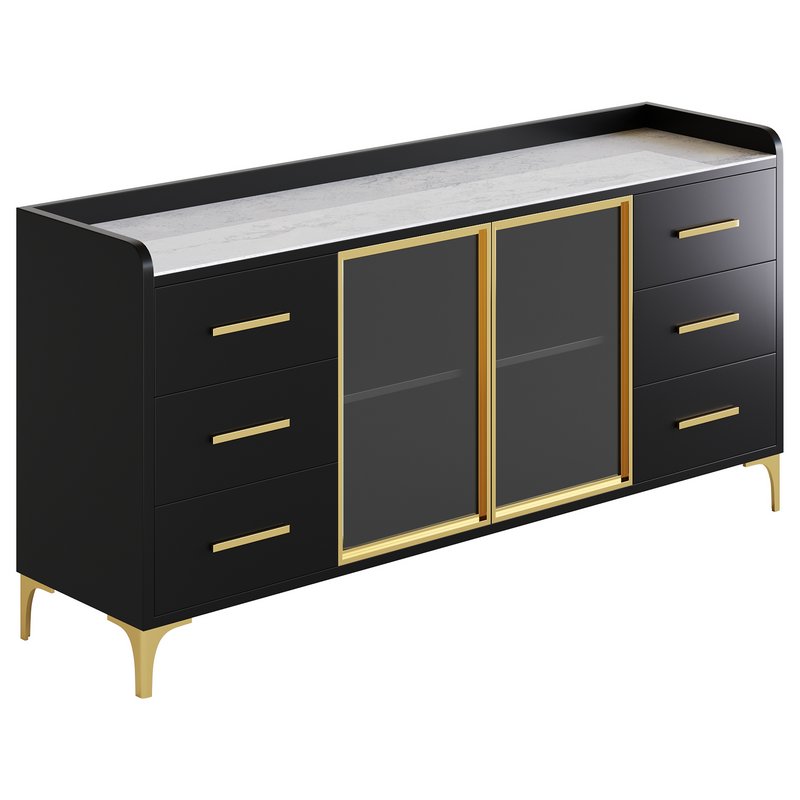 Modern Glass Door Wood Sideboard 2 - Image 4