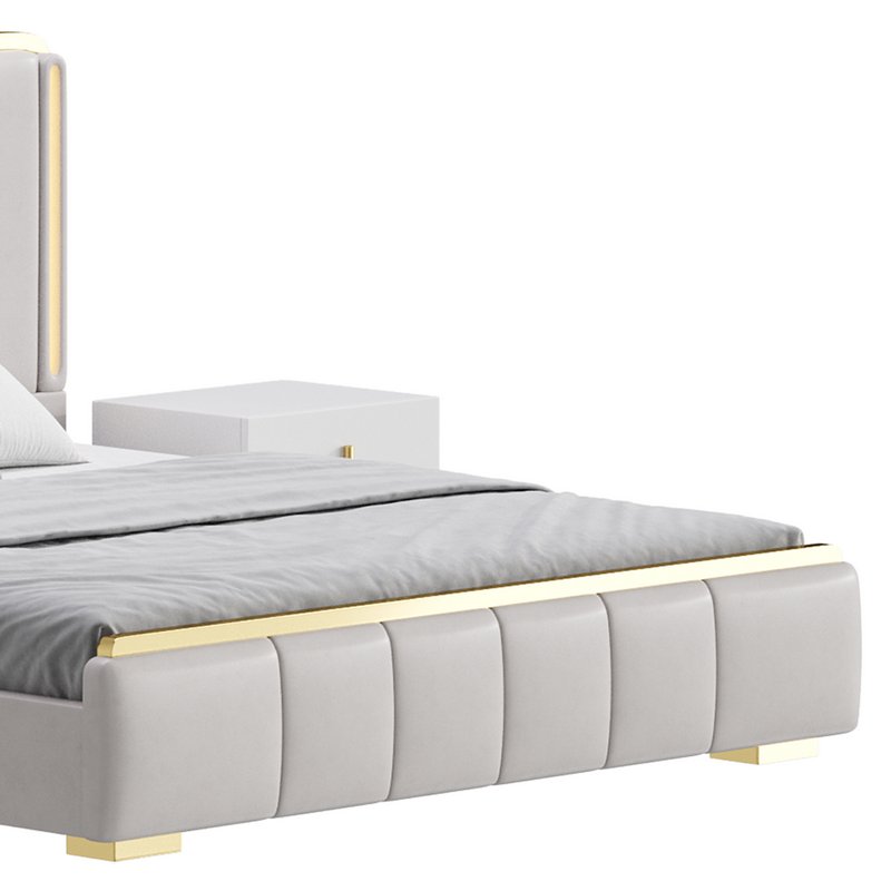 Glam Beige Upholstered Bed - Image 4
