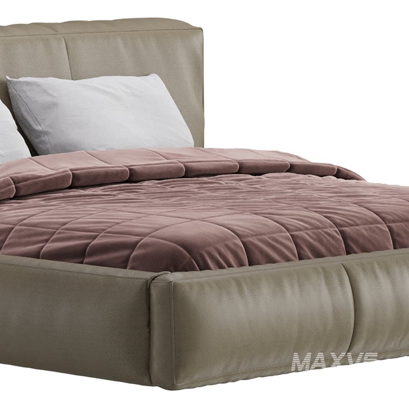 Icnoyotl suede fabric rectangular headboard modern bed I - Image 5