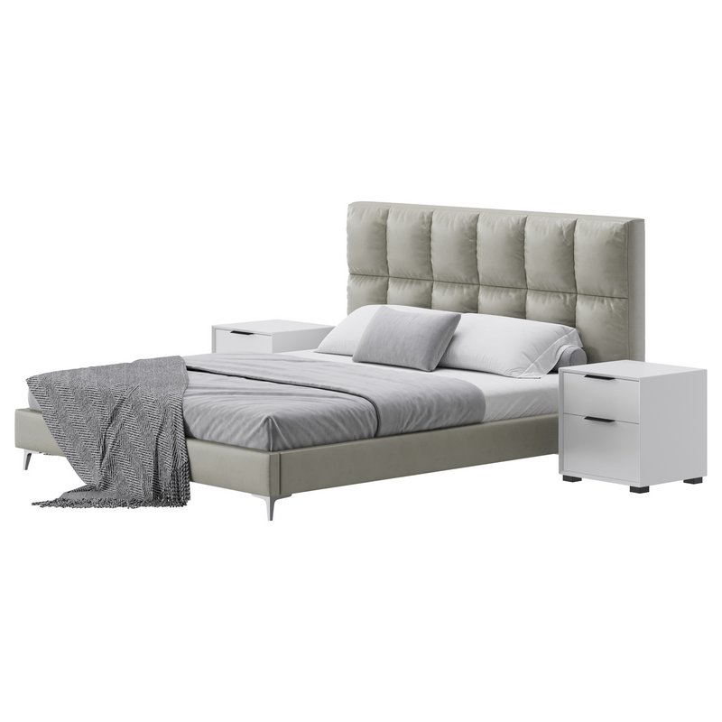 Modern Bed Upholstered Headboard Standard Bed I - Image 3