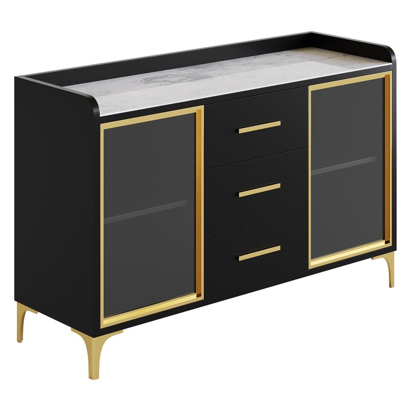 Modern Glass Door Wood Sideboard 3 - Image 4