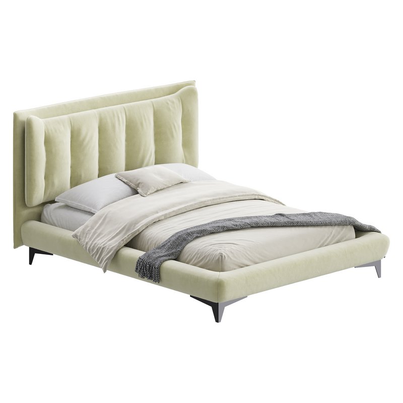 Eden Suede Fabric Upholstered Modern Bed - Image 5