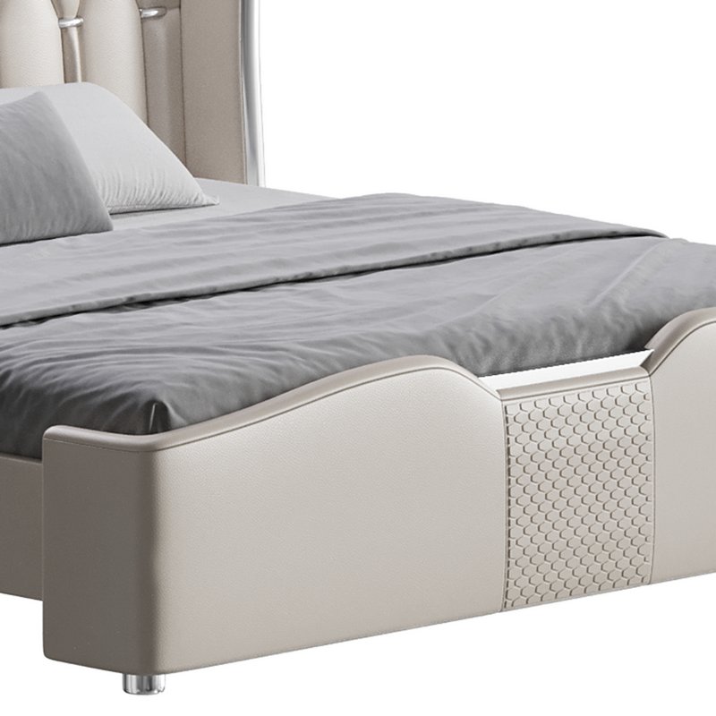 Modern Off-White Upholstered Tufted King Bed - Image 6