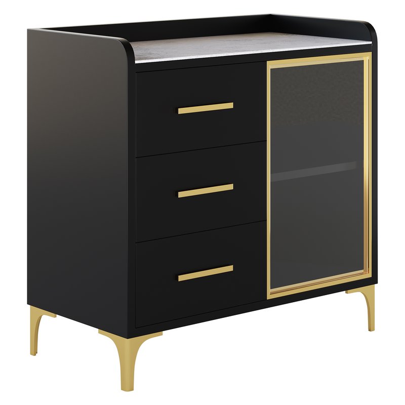 Modern Glass Door Wood Sideboard 2 - Image 4