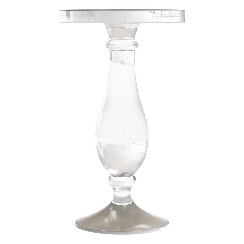 Modern Acrylic Clear Round End Table with Pedestal - Image 3