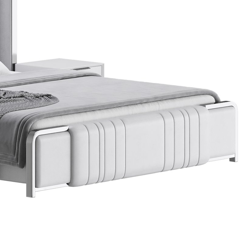 Glamorous White Upholstered Wingback Bed I - Image 7