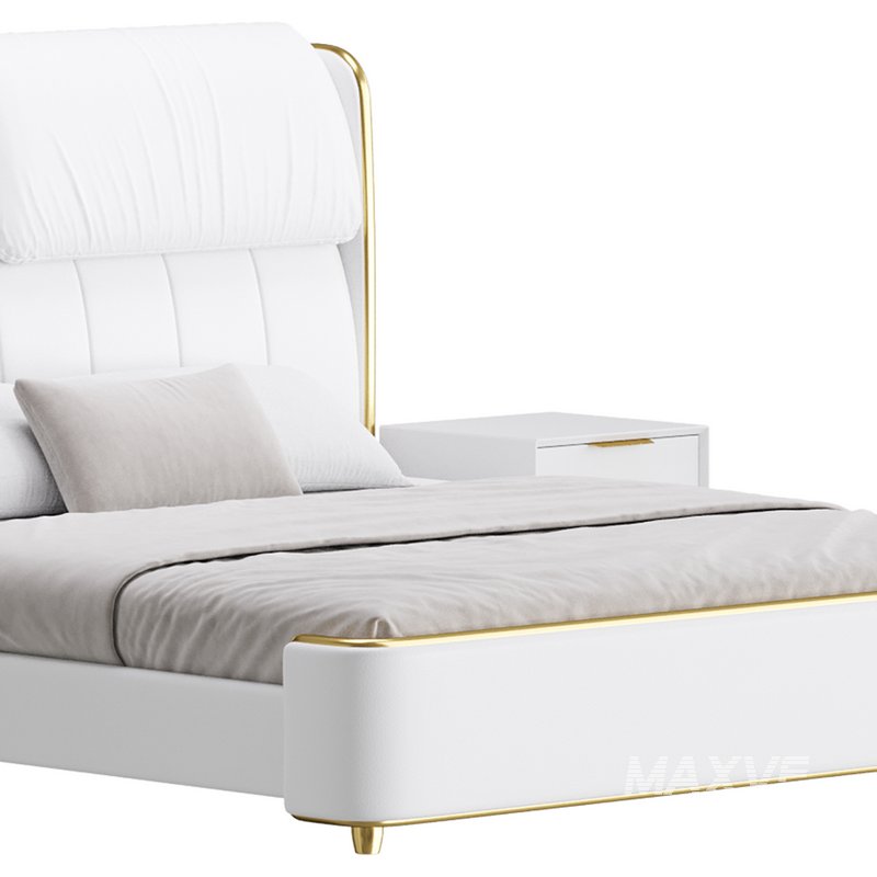 Elegant White Pine Wood Panel Bed - Image 3