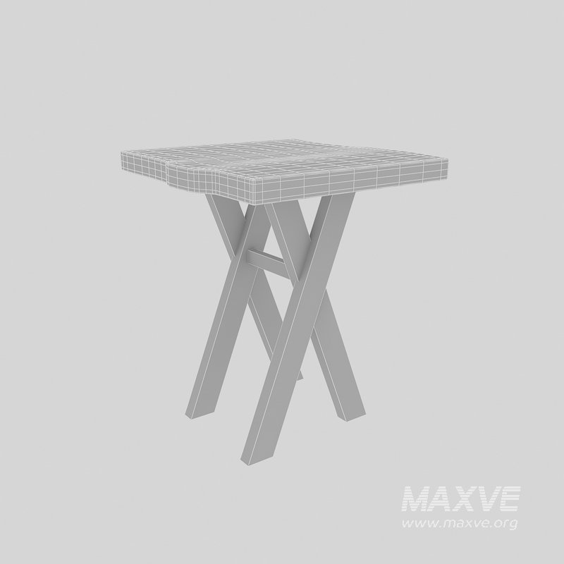 3D model natural wood bistro table 3D model - Image 5