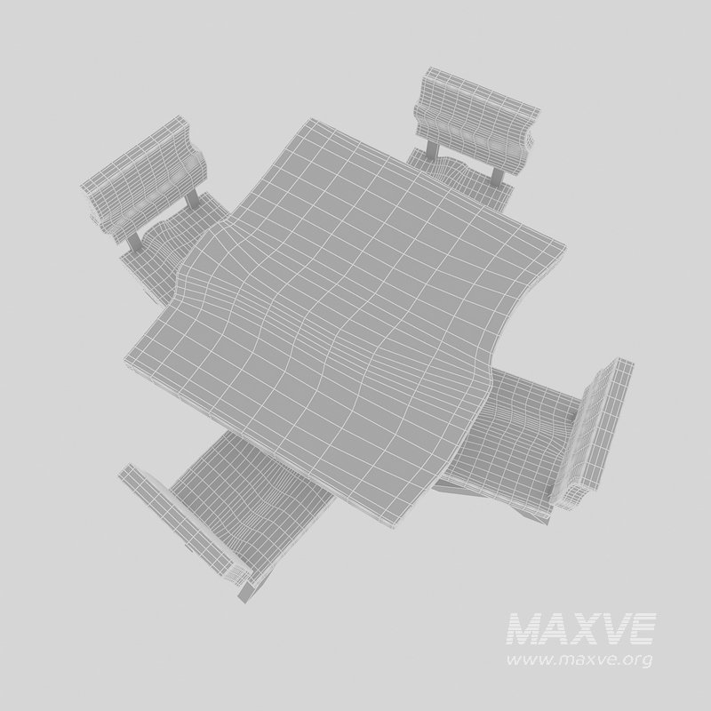 natural wood table chair 02 3D model 3D model - Image 7