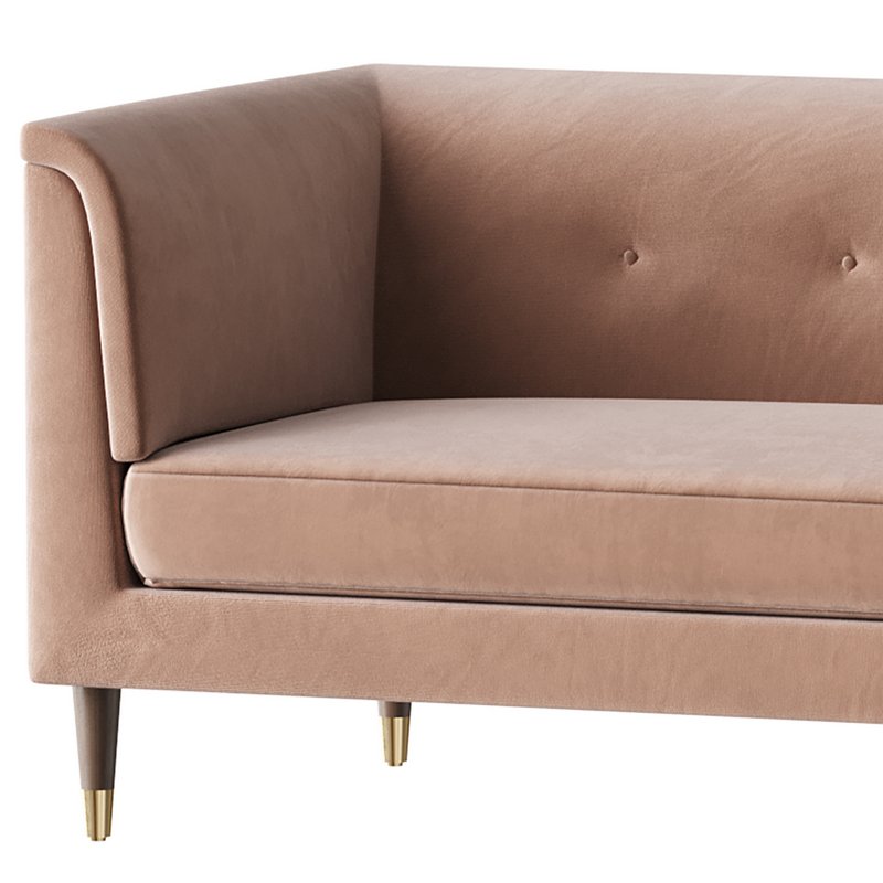 TUFTED CREAM WHITE VELVET SOFA - Image 5