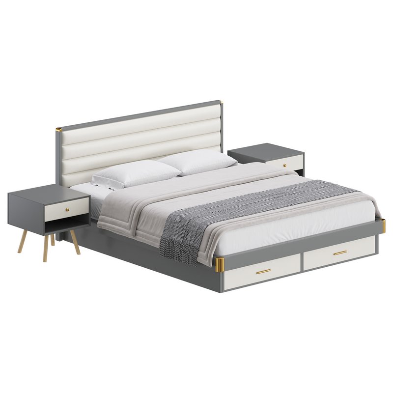 Grey Rectangular Headboard Standard Bed - Image 5