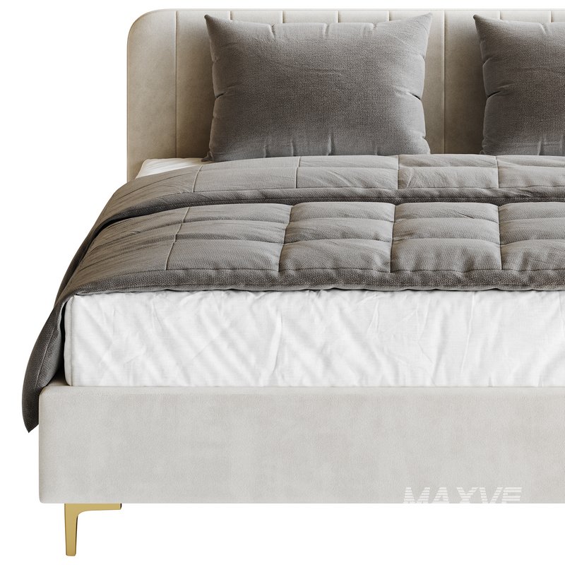 White Faux Leather Upholstered Modern Bed - Image 6