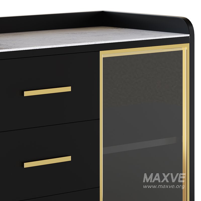 Modern Glass Door Wood Sideboard 2 - Image 5