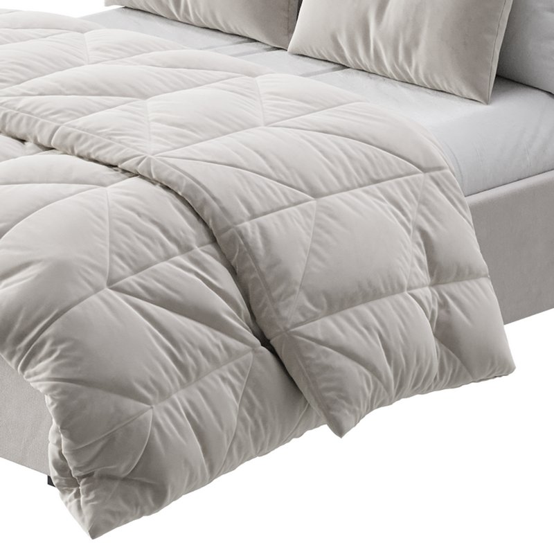 Light Wood Upholstered Panel Modern Bed - Image 5