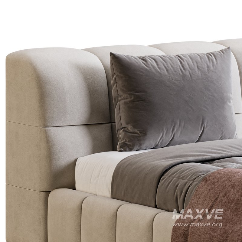 White Upholstered Wood Modern Headboard Bed - Image 4