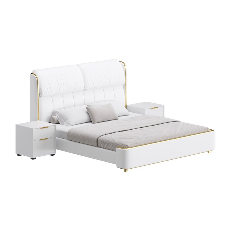 Elegant White Pine Wood Panel Bed - Image 5