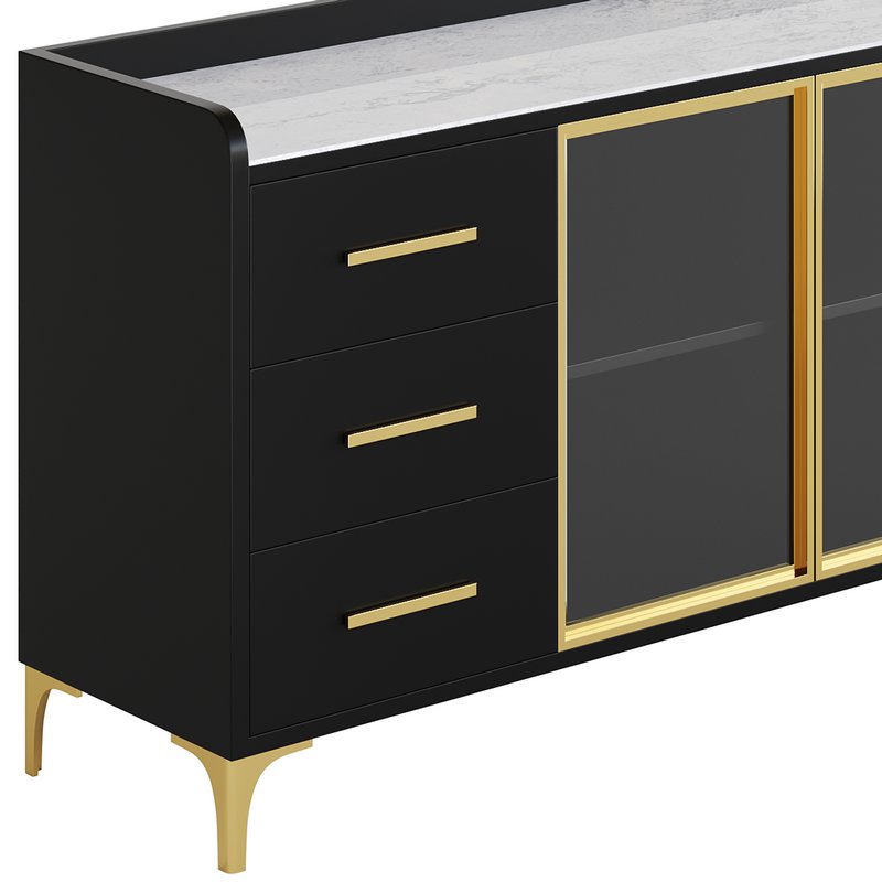 Modern Glass Door Wood Sideboard 2 - Image 5