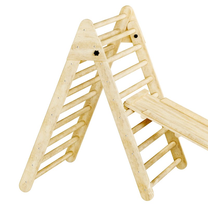 Childrens wooden pikler exercise machine with weight Varnish - Image 5