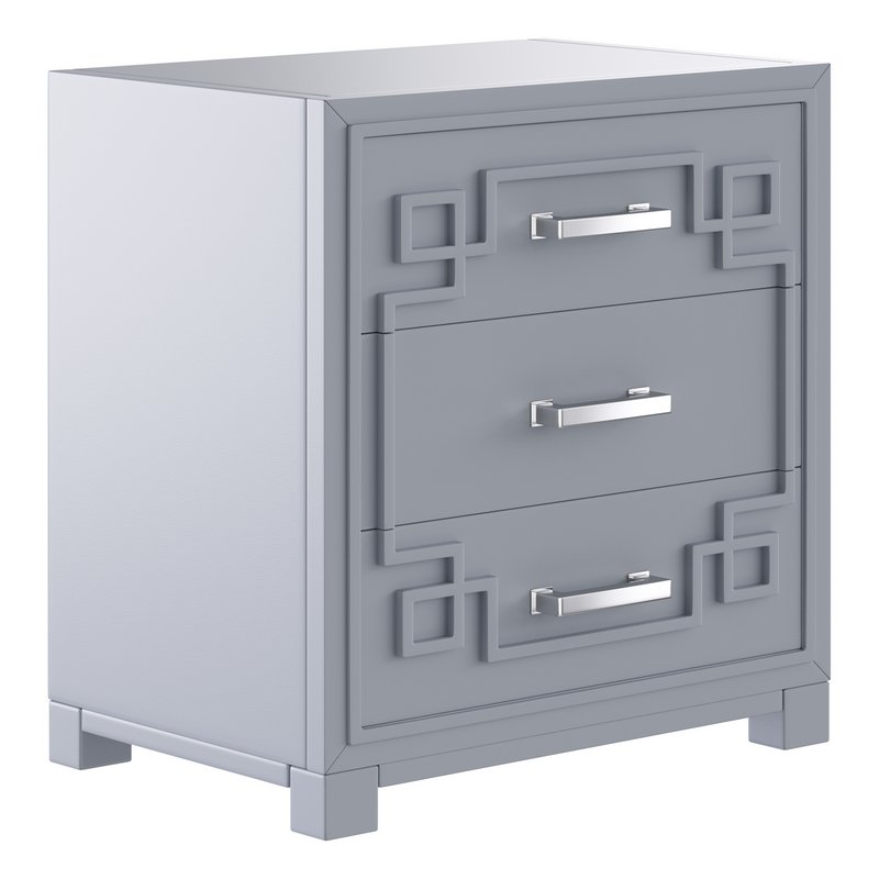 SAFAVIEH Raina Three Drawer Greek Key Night Stand Black - Image 5